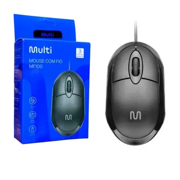 MOUSE USB PRETO - 1200 DPI - MF100 - MULTILASER