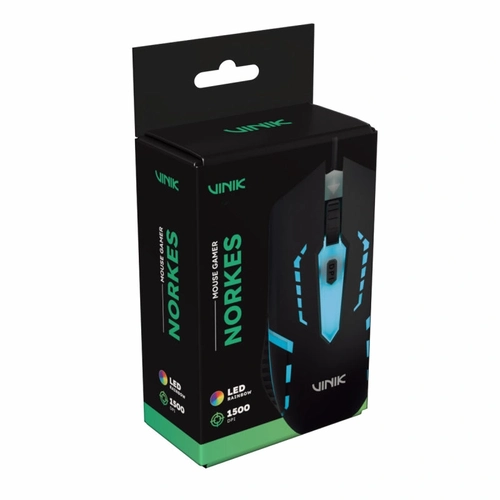 MOUSE GAMER USB PRETO LED RAINBOW – 1500 DPI – NORKES– VINIK - Imagem 2
